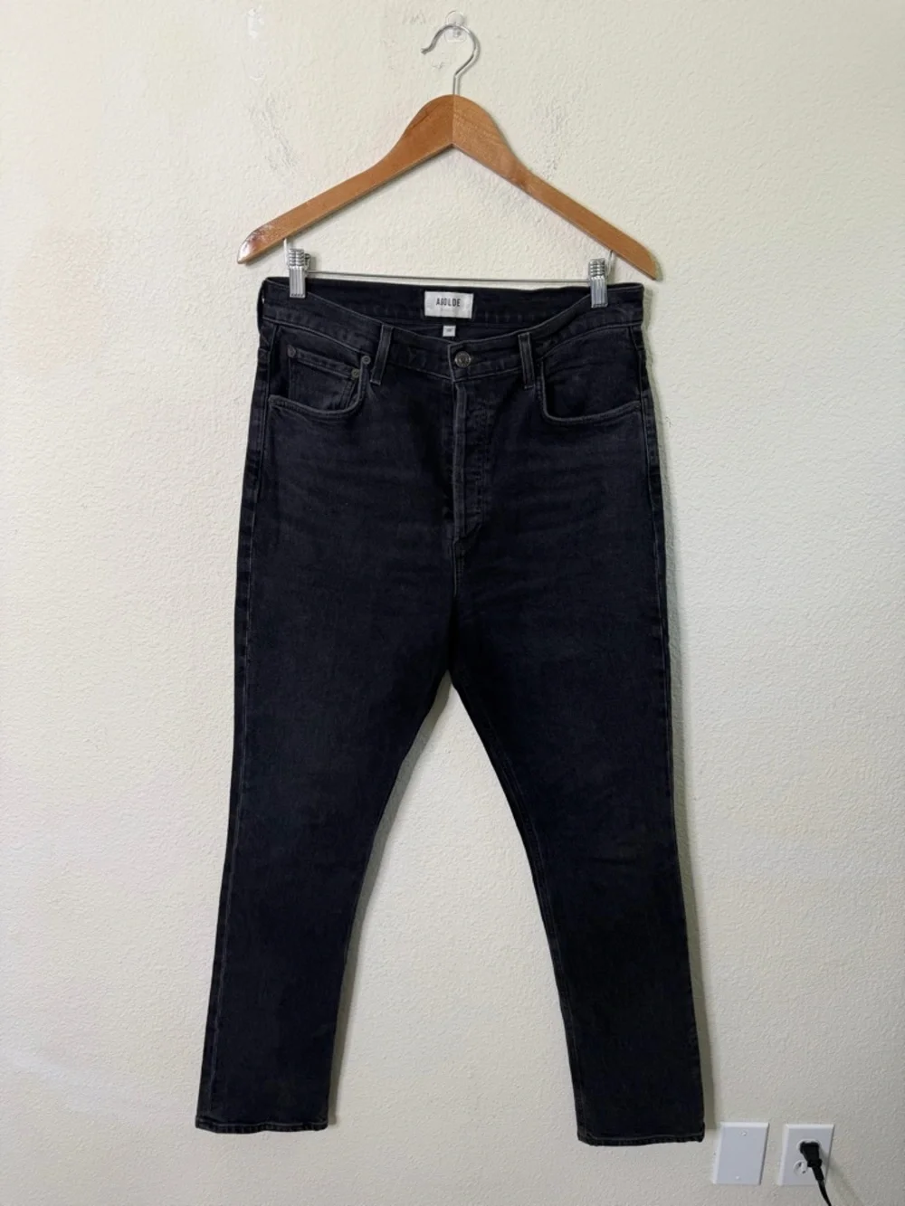 Agolde Freya High Rise Slim Jeans Charcoal Black Gray Womens Size 29